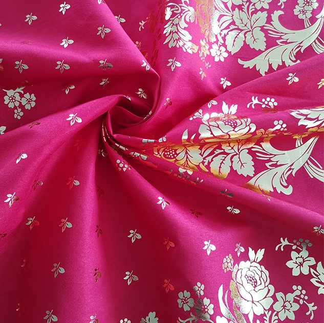 Vải in dập vàng 100% Polyester